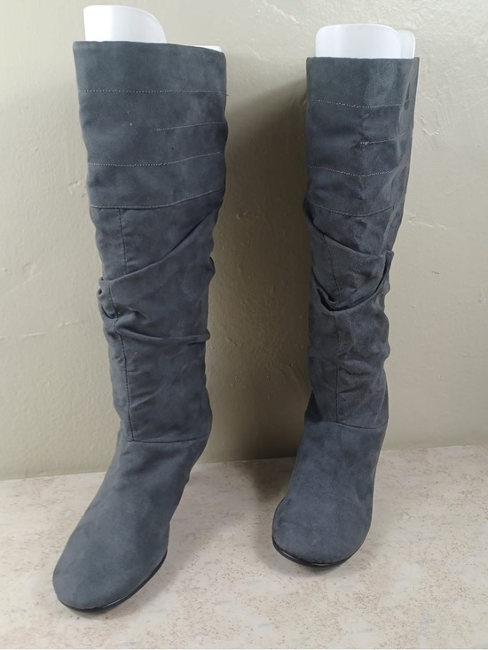 AEROSOLES Shoes - AEROSOLES Slate Gray Suede Mid-Calf Heeled Boots
